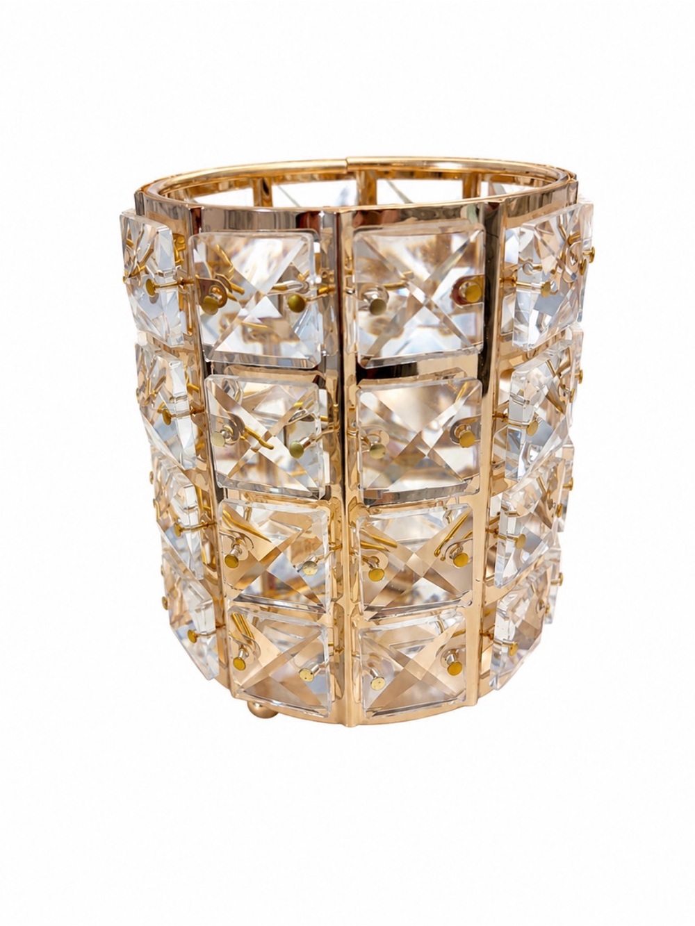 Crystal & Gold Candle/Pencil/Brush Holder EUC Sparkles with light, elegant look